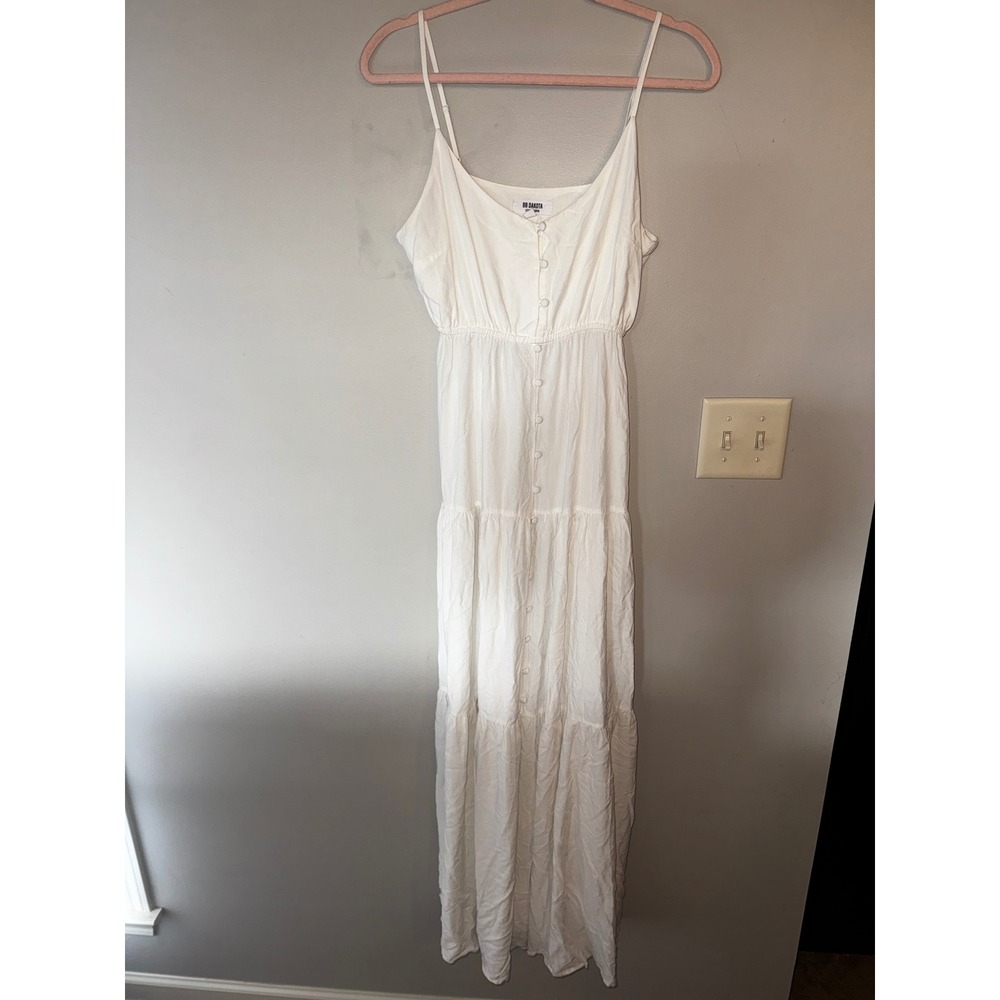 BB Dakota Steve Madden Been So Long Tiered Maxi Dress Button Front Rayon Small